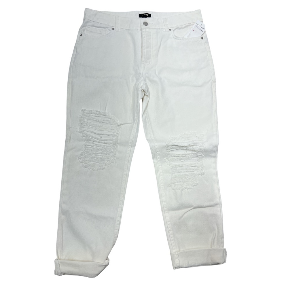 AFRM Jeans White Distressed Ripped Crop Button Fly High Waist Cotton Denim 27